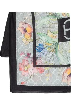 Twin-Set Accessoires, Dames, Veelkleurig, ONE Size, Zwart Mix Print Sjaal Vierkante Vorm