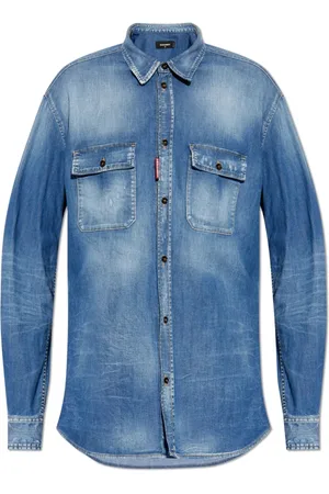 Dsquared2 Overhemden, Heren, Blauw, S, Denim, Denim Overhemd