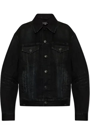 Balenciaga Jassen, Dames, Zwart, M, Denim, Spijkerjas met vintage-effect