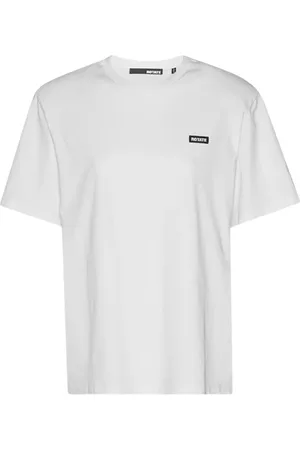 ROTATE Tops, Dames, Wit, M, Katoen, Logo Patch T-Shirt