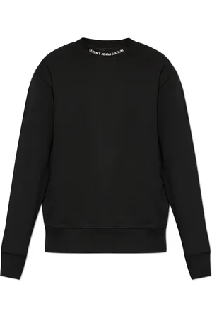 VERSACE Sweatshirts & Hoodies, Heren, Zwart, M, Katoen, Sweatshirt met bedrukt logo
