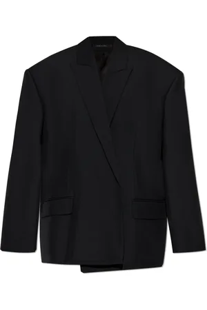 Balenciaga Jassen, Dames, Zwart, L, Wol, Blazer met wollen afwerking