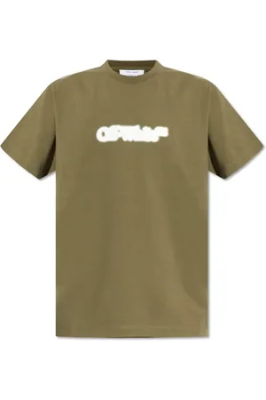 OFF-WHITE Tops, Heren, Groen, M, Katoen, T-shirt met Print