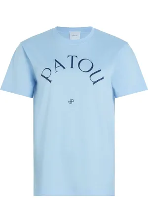 Patou Tops, Dames, Blauw, M, Blauwe Crew Neck Korte Mouw Top
