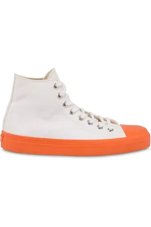 Moschino Schoenen, Heren, Wit, 43 EU, Katoen, Witte Vetersneaker met Flatformzool