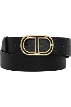 Twin-Set Accessoires, Dames, Zwart, S, Katoen, Zwarte leren riem met gerecyclede materialen