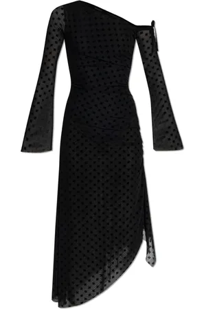 MISBHV Kleedjes, Dames, Zwart, L, Leer, Jurk met monogram en fluwelen afwerking