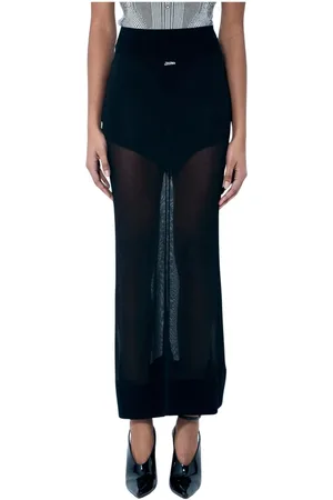 Jean Paul Gaultier Rokken, Dames, Zwart, S, Lichtgewicht gebreide maxi rok