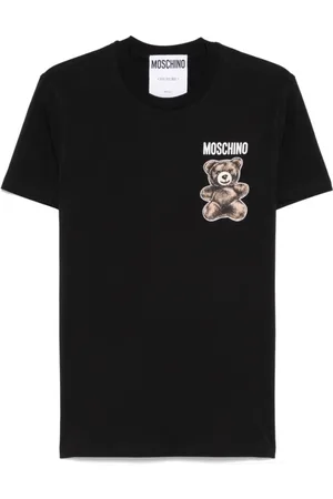 Moschino Tops, Heren, Zwart, XL, Zwart Logo Print Crew Neck T-shirt