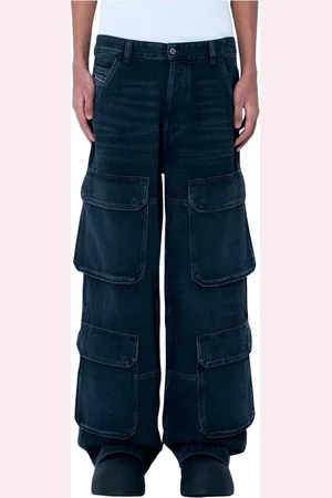 Diesel Jeans, Heren, Blauw, W28, Denim, Denim Cargo Broek met Meerdere Zakken