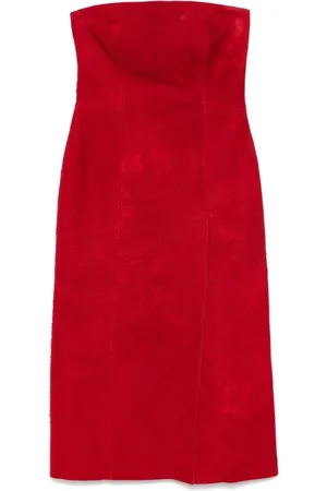 Alexander McQueen Kleedjes, Dames, Rood, S, Rode Bandeau Stijl Strapless Jurk