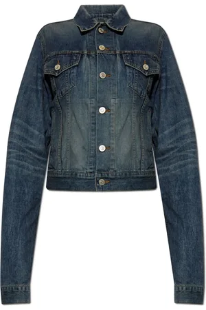 Balenciaga Jassen, Dames, Blauw, M, Katoen, Spijkerjack met vintage-effect