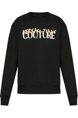 VERSACE Sweatshirts & Hoodies, Heren, Zwart, L, Katoen, Sweatshirt met bedrukt logo