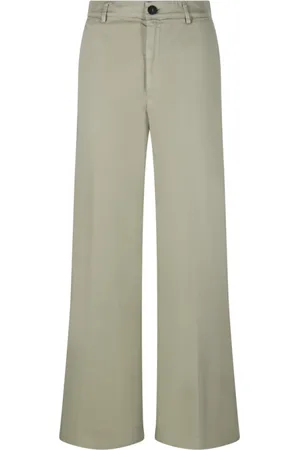 FORTE FORTE Broeken, Dames, Groen, S, Katoen, Olive Wide Leg Pant