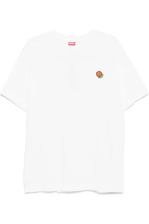Kenzo Tops, Heren, Wit, M, Witte Patch Detail Crew Neck T-shirt