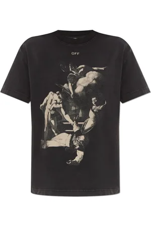 OFF-WHITE Tops, Dames, Grijs, S, Katoen, T-shirt met print