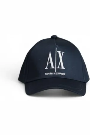 Armani Exchange Accessoires, Heren, Blauw, ONE Size, Katoen, Zonneklep Katoenen Hoed Lente/Zomer Collectie