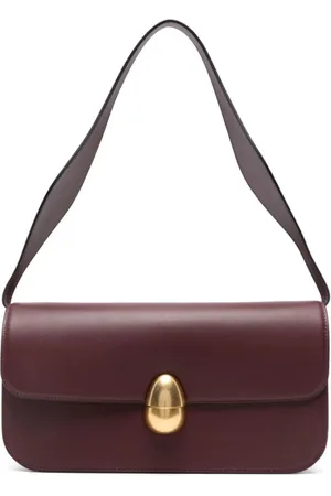 Neous Tassen, Dames, Rood, ONE Size, Bordeaux Leren Schoudertas met Overslag