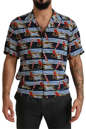 Dolce & Gabbana Overhemden, Heren, Veelkleurig, M, Elegante Zijden Casual Shirt