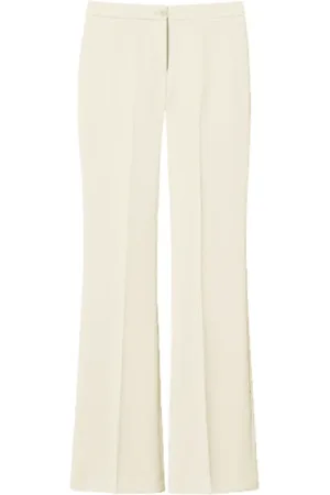 Twin-Set Broeken, Dames, , S, Polyester, Flare Crêpe Broek Vanille