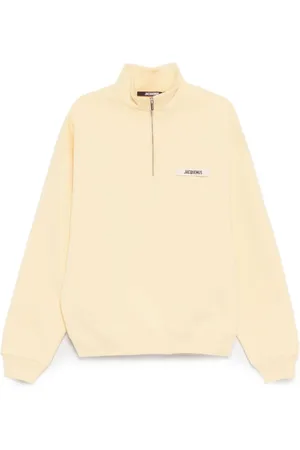 Jacquemus Sweatshirts & Hoodies, Heren, Geel, 2Xl, Beige Zip Sweater Drop Shoulder