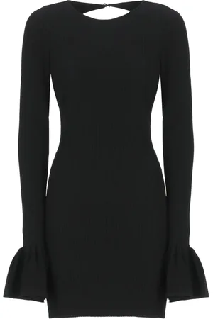 ROTATE Kleedjes, Dames, Zwart, L, Zwarte Viscose Jurk met Cut Out