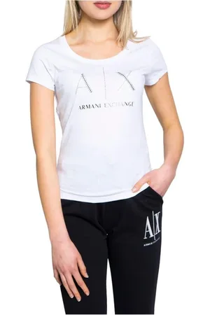 Armani Exchange Tops, Dames, Wit, S, Katoen, Witte Katoenen T-shirt Collectie