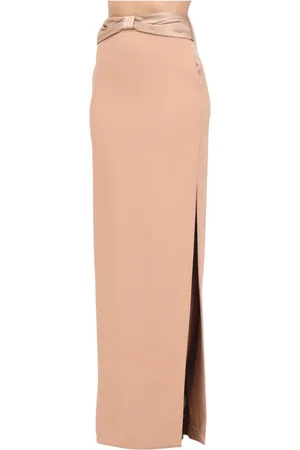 Elisabetta Franchi Rokken, Dames, , L, Polyester, Elegante Nude Lange Rok