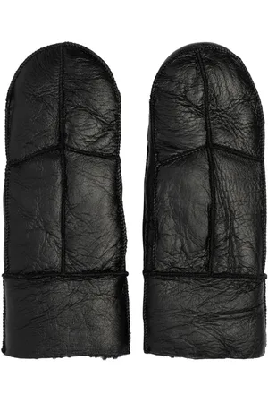 Re:designed Accessoires, Dames, Zwart, M, Leer, Shearling Touchscreen Winter Wanten