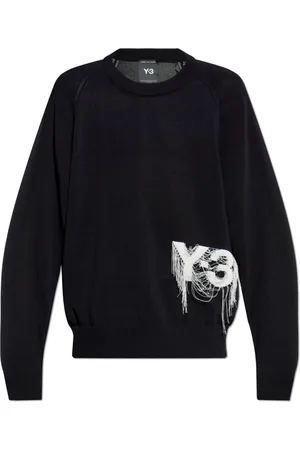 Y-3 Truien, Heren, Zwart, XL, Katoen, Trui met geborduurd logo