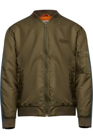 Maison Margiela Jassen, Heren, Bruin, M, Denim, Militair Groene Bomberjack met Denim