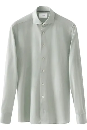 Eton Overhemden, Heren, Groen, 2Xl, Katoen, Lichtgroen Oxford Overhemd Lange Mouw