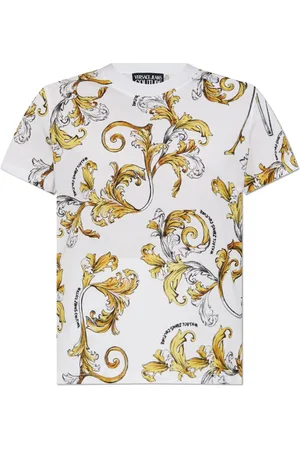VERSACE Tops, Dames, Wit, XS, T-shirt met print Outline Barocco