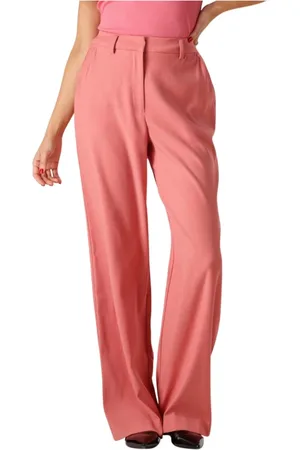 Minus Broeken, Dames, Roze, XS, Roze Straight Leg Broek Livina
