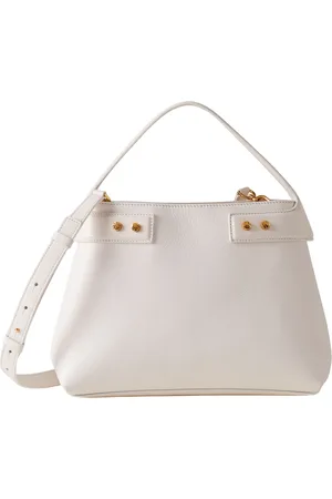 Borbonese Tassen, Dames, Wit, ONE Size, Leer, Witte leren schoudertas