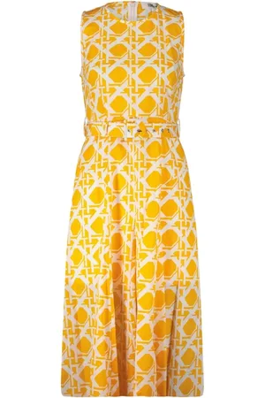 Diane von Furstenberg Kleedjes, Dames, Oranje, S, Geometrische Zomerjurk met Riem