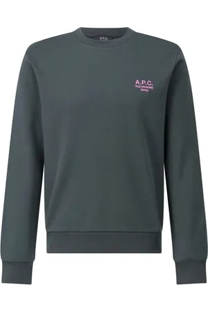A.P.C. Sweatshirts & Hoodies, Heren, Groen, 2Xl, Katoen, Logo Crew Neck Sweater