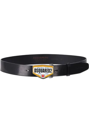 Dsquared2 Accessoires, Heren, Zwart, 110 CM, Leer, Stijlvolle leren riem met grote gesp