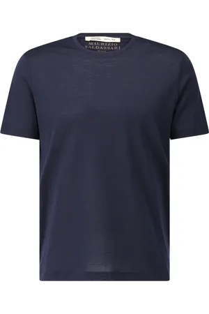 MAURIZIO BALDASSARI Tops, Heren, Blauw, L, Zijden Blend T-shirt