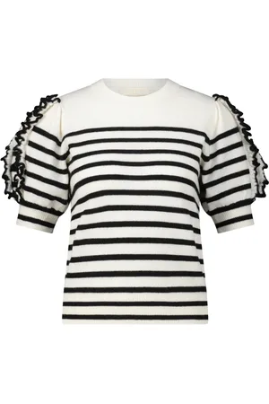 ULLA JOHNSON Truien, Dames, Wit, M, Kasjmier, Kasjmier korte mouw trui