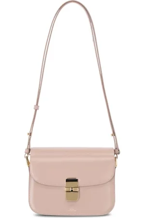 A.P.C. Tassen, Dames, Roze, ONE Size, Leer, Grace leren schoudertas