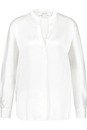 Vince Blouses & Shirts, Dames, Wit, M, Zijden blouse met verborgen knoopsluiting