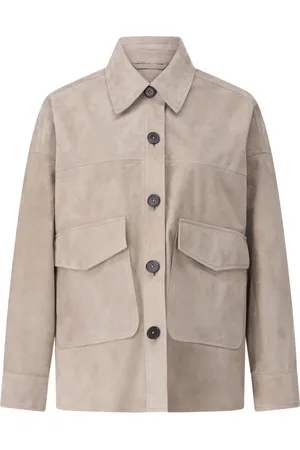 arma leder Jassen, Dames, , XL, Suède, Velours Overhemd met Stijlvolle Details