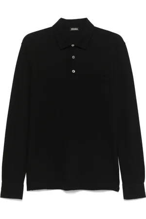 Ermenegildo Zegna Tops, Heren, Zwart, XL, Katoen, Katoenen polo shirt met 3 knopen