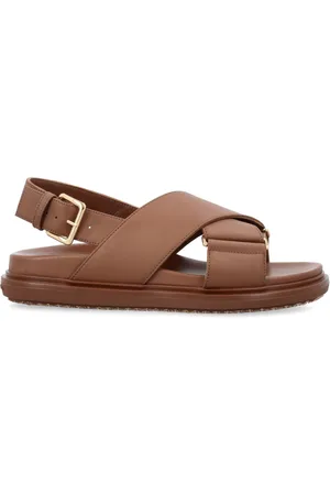 Marni Schoenen, Dames, Bruin, 39 EU, Leer, Comfortabele sandaal voor dagelijks gebruik