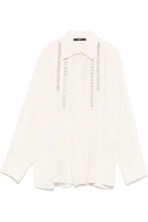 SEVENTY BY SERGIO TEGON Blouses & Shirts, Dames, , M, Crème Blouse met Knoopsluiting en Plooien