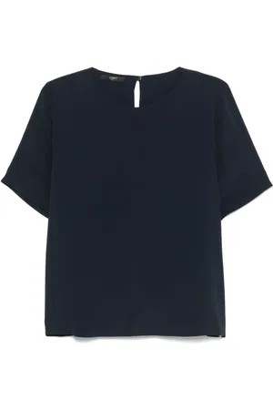 SEVENTY BY SERGIO TEGON Blouses & Shirts, Dames, Blauw, L, Blauwe Zijden Blend Elegante Blouse