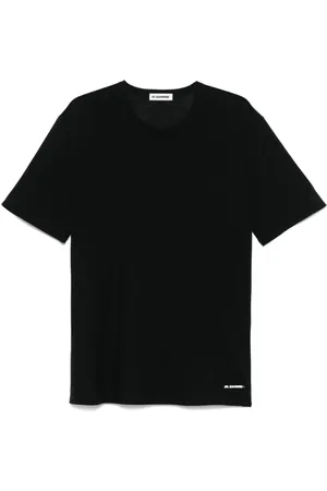 Jil Sander Tops, Heren, Zwart, L, Katoen, Zwart katoenen T-shirt en Polo