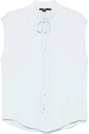 SEVENTY BY SERGIO TEGON Blouses & Shirts, Dames, Blauw, XS, Lichtblauwe mouwloze klassieke kraag overhemd