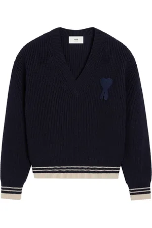 Ami Truien, Heren, Blauw, XL, Blauwe Gestreepte Logotrui